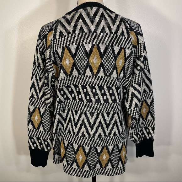 Vintage Diane Von Furstenberg Metallic Abstract Print Knit Sweater Size Large - Picture 7 of 11